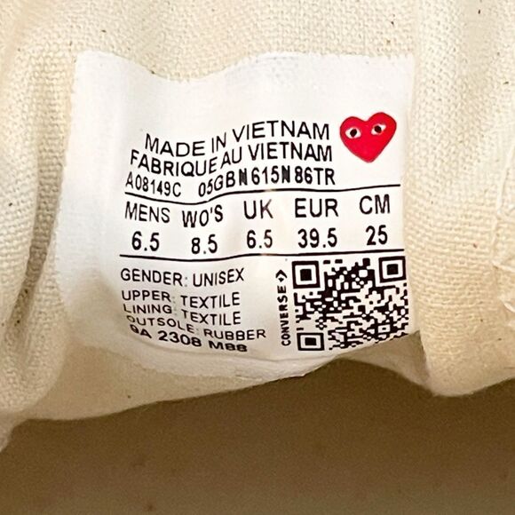 comme des garçon play x converse chuck 70 multi heart black sneakers W8.5/M6.5 - Picture 12 of 16